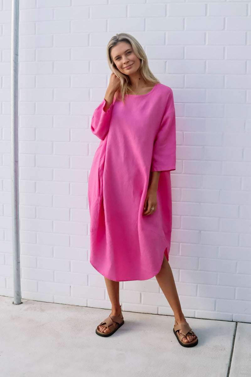 kiitos hot pink tulip dress