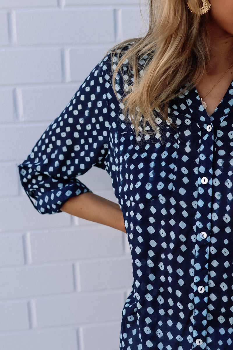 ivy & isabel caprice shirt navy diamond