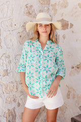 ivy & isabel - caprice shirt- jade daisy print