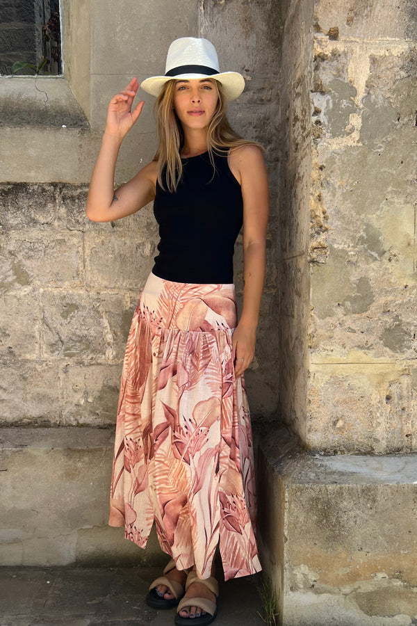 once was isla linen skirt in sunset paradise