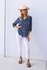 ivy & isabel caprice shirt navy diamond