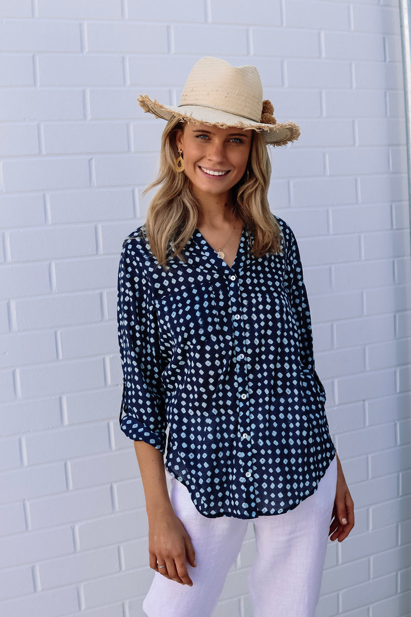 ivy & isabel caprice shirt navy diamond