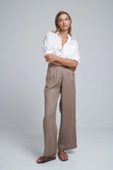 lilya day linen pant chocolate brown