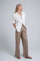 lilya day linen pant chocolate brown