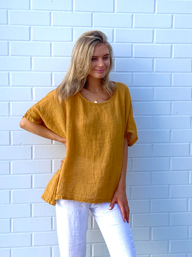 kiitos 20150 linen gauze short top 18 colours