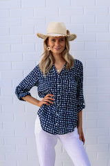 ivy & isabel caprice shirt navy diamond