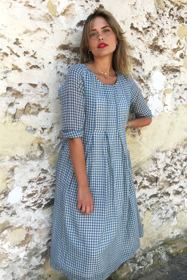 ivy & isabel mia dress blue gingham