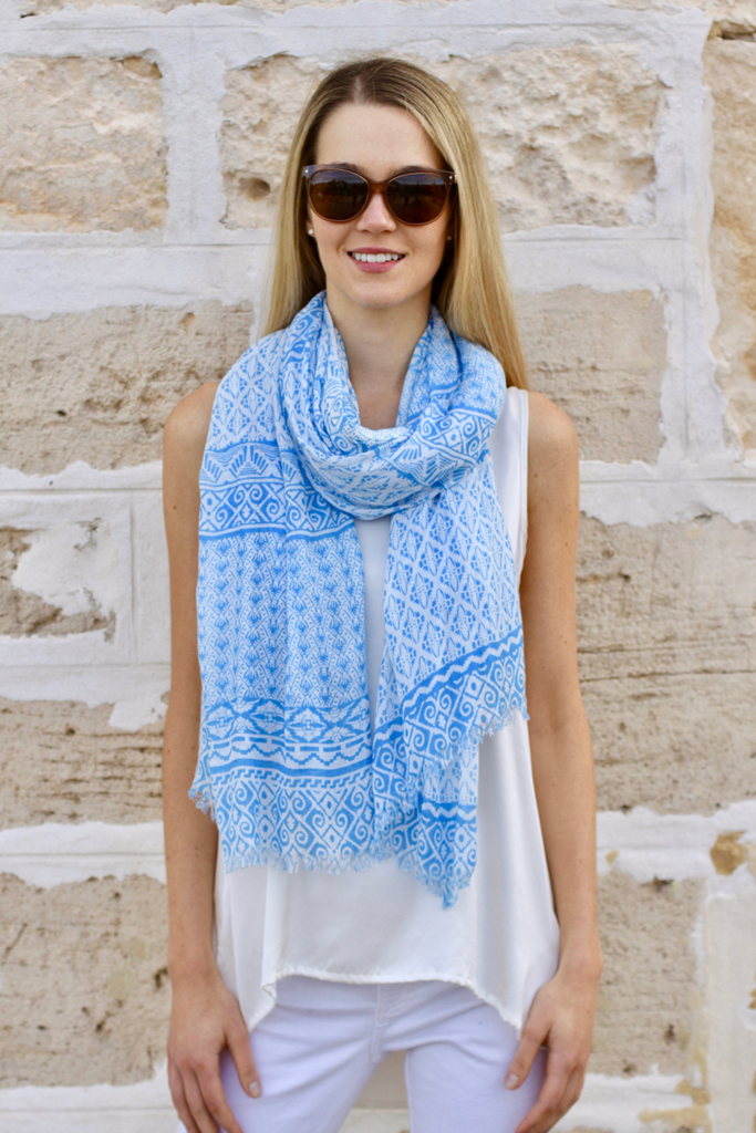 model scarf blue print
